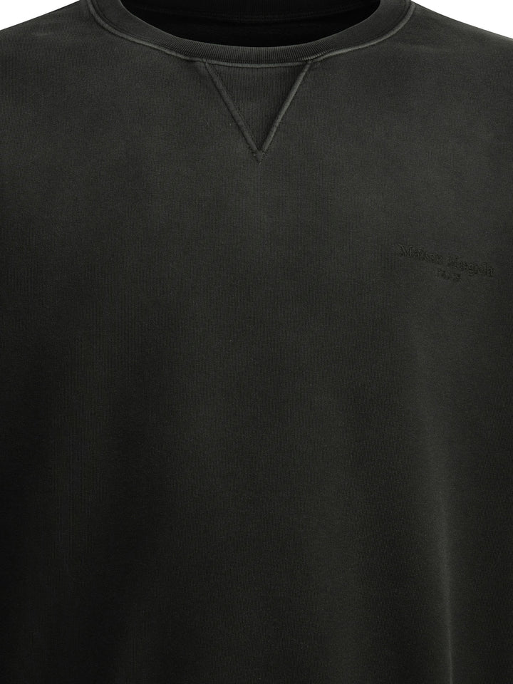 Maison Margiela Crewneck Sweatshirt With Logo Sweatshirts - Nero | 1a3357829eb4d927638d7fd65c8767ede02b3846