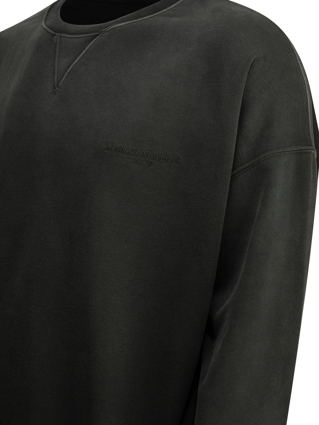 Maison Margiela Crewneck Sweatshirt With Logo Sweatshirts - Nero | efaa9c13d0e29562f2620c17c013c9e357c23b7d
