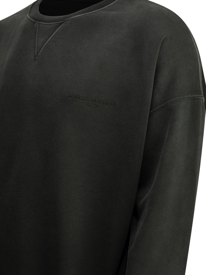 Maison Margiela Crewneck Sweatshirt With Logo Sweatshirts - Nero | efaa9c13d0e29562f2620c17c013c9e357c23b7d