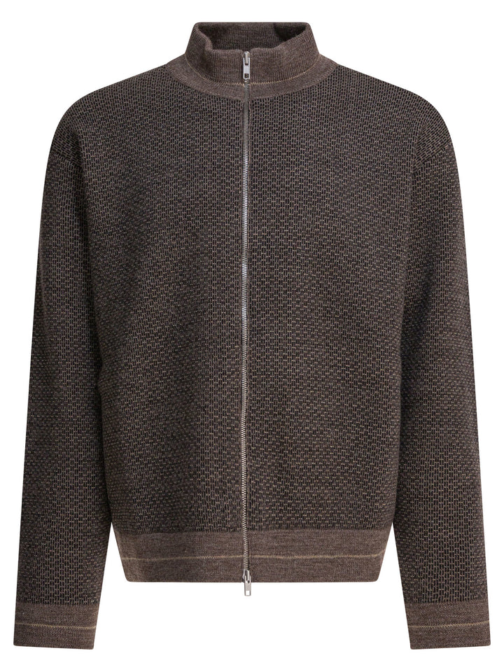 Maison Margiela Wool Zipper Sweater Knitwear - Marrone | 50c4676bb49f68883bb4e4cbdc0aab6c99cdc07c