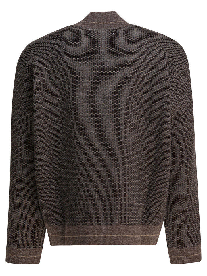 Maison Margiela Wool Zipper Sweater Knitwear - Marrone | 855e30a890ed32fe9beecd6cf05667a4c110346b