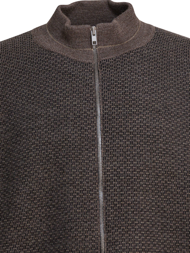 Maison Margiela Wool Zipper Sweater Knitwear - Marrone | 69a223fb812d710e3ed797ea5f0e769d1362e39a