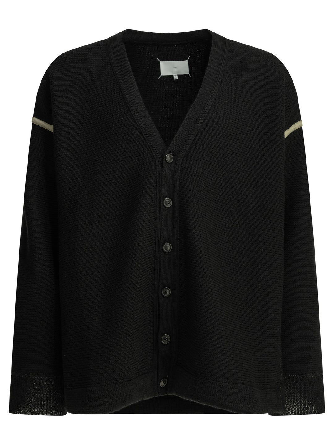 Maison Margiela Wool Cardigan With Patches Knitwear - Nero | fc13f36edcffaae9e18b6796f1014aa3de245680