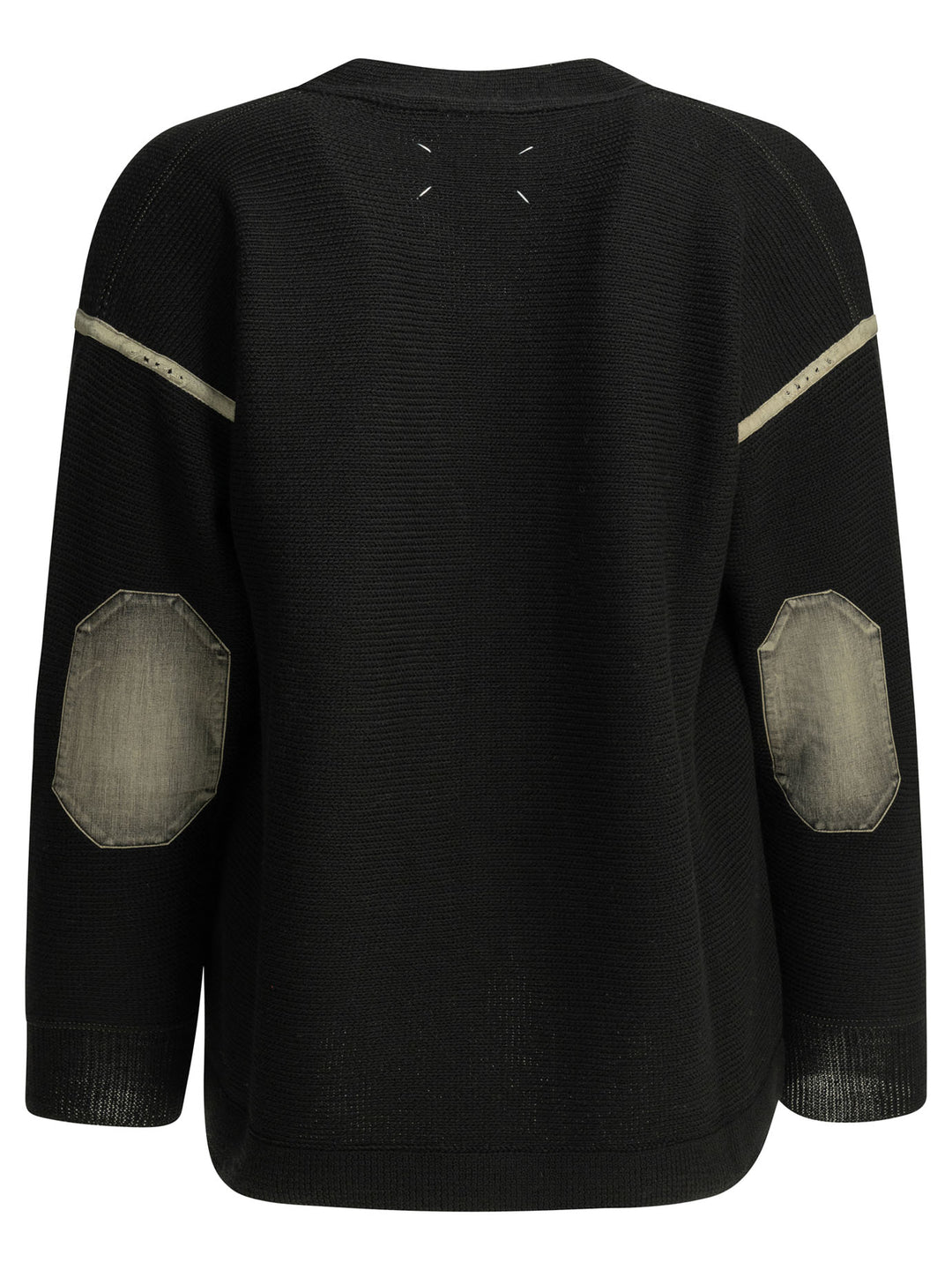 Maison Margiela Wool Cardigan With Patches Knitwear - Nero | 4728ab2f876a80c6a4f9a71c05ea45f843287183