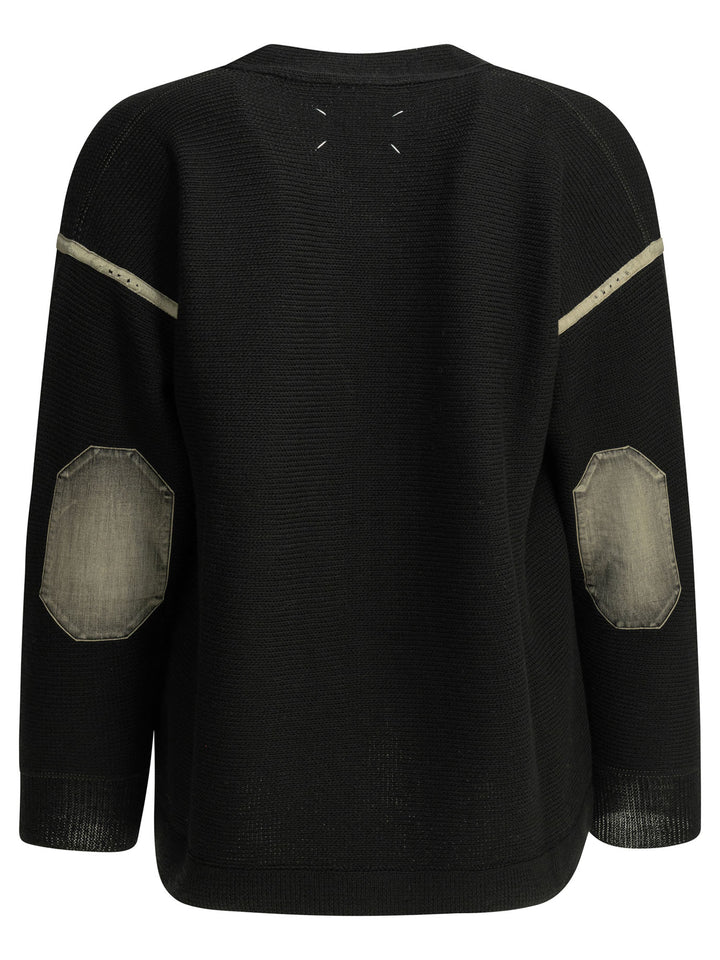 Maison Margiela Wool Cardigan With Patches Knitwear - Nero | 4728ab2f876a80c6a4f9a71c05ea45f843287183