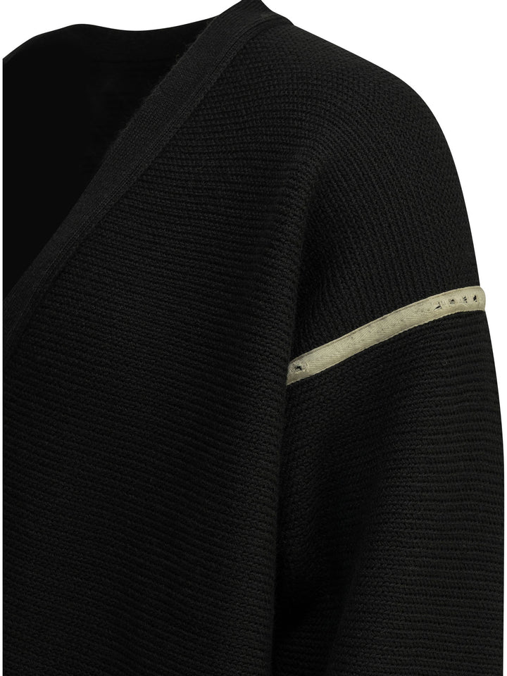 Maison Margiela Wool Cardigan With Patches Knitwear - Nero | 9a141d2e77952346d674440234dd43c787443dd6