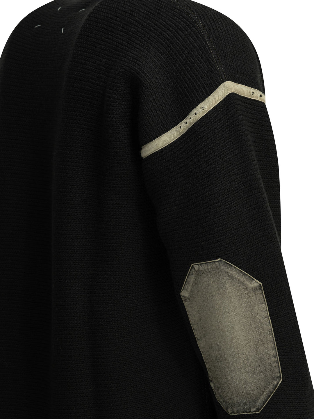 Maison Margiela Wool Cardigan With Patches Knitwear - Nero | abbf3293f0d77bf750b0f4eefbf8a84f531ad6c4