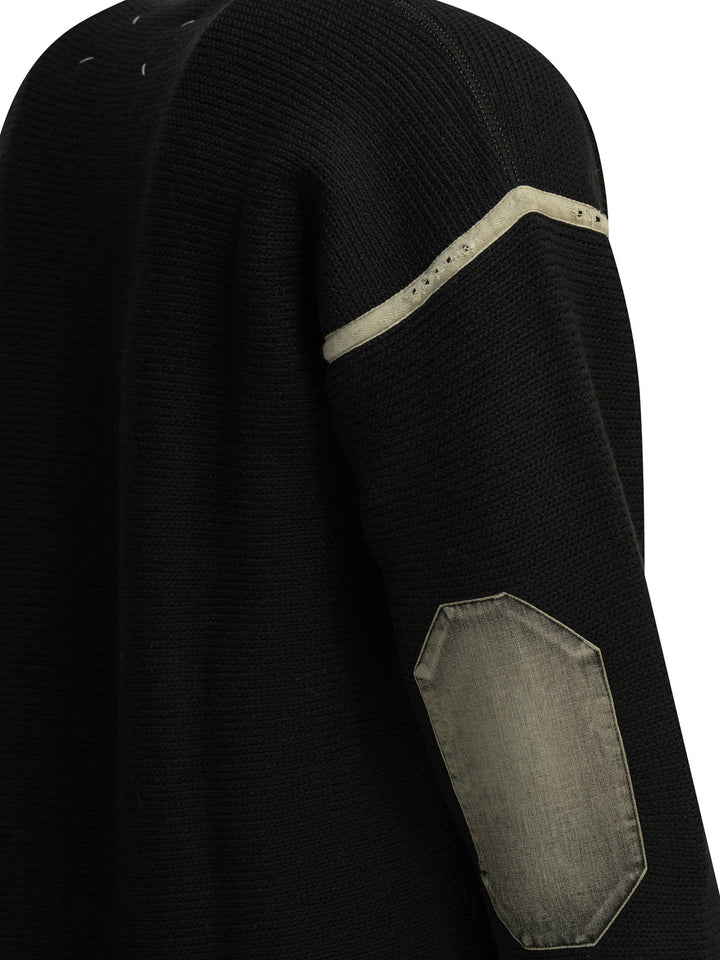 Maison Margiela Wool Cardigan With Patches Knitwear - Nero | abbf3293f0d77bf750b0f4eefbf8a84f531ad6c4
