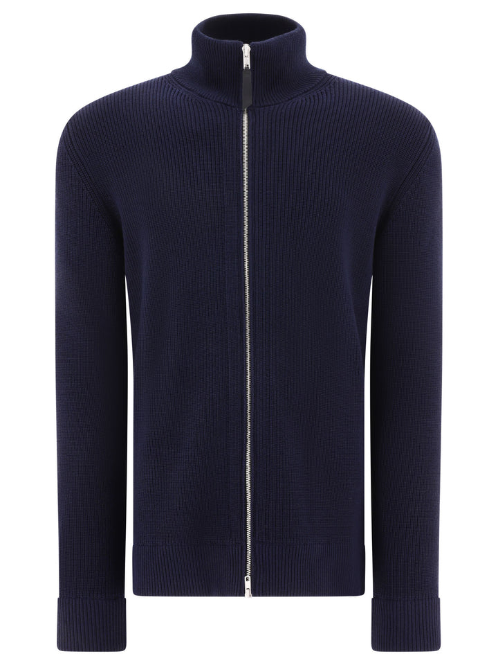 Maison Margiela Cotton And Wool Zippered Malgione Knitwear - Blu | 224ab10d678257daeff4835f42dcc3cfcb9d5f26