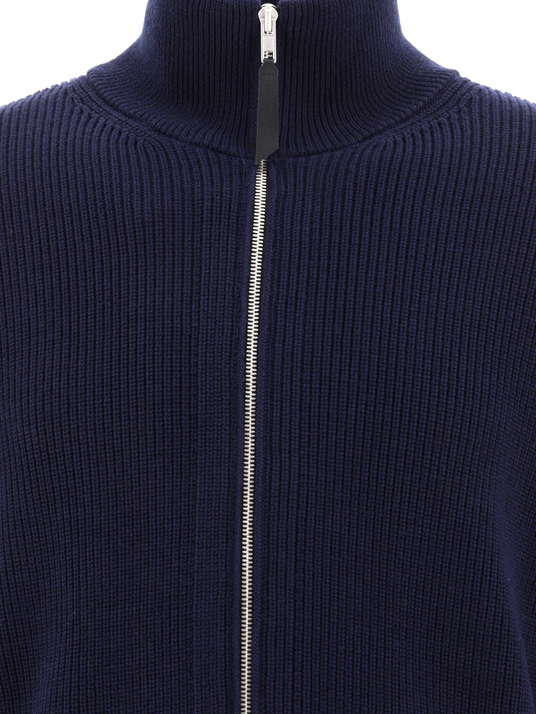 Maison Margiela Cotton And Wool Zippered Malgione Knitwear - Blu | 95510c5c5ad90dde5d3ff295ec457763dbc08388