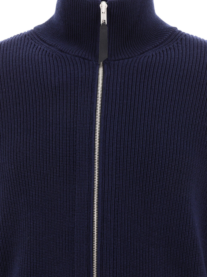 Maison Margiela Cotton And Wool Zippered Malgione Knitwear - Blu | 95510c5c5ad90dde5d3ff295ec457763dbc08388