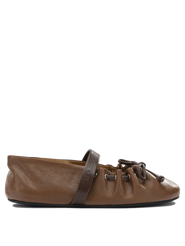 Marni Mary Jane Leather Ballet Flats Ballerinas - Marrone | 492e9afd589f4447070d1aa92d6eecf72c9d3530