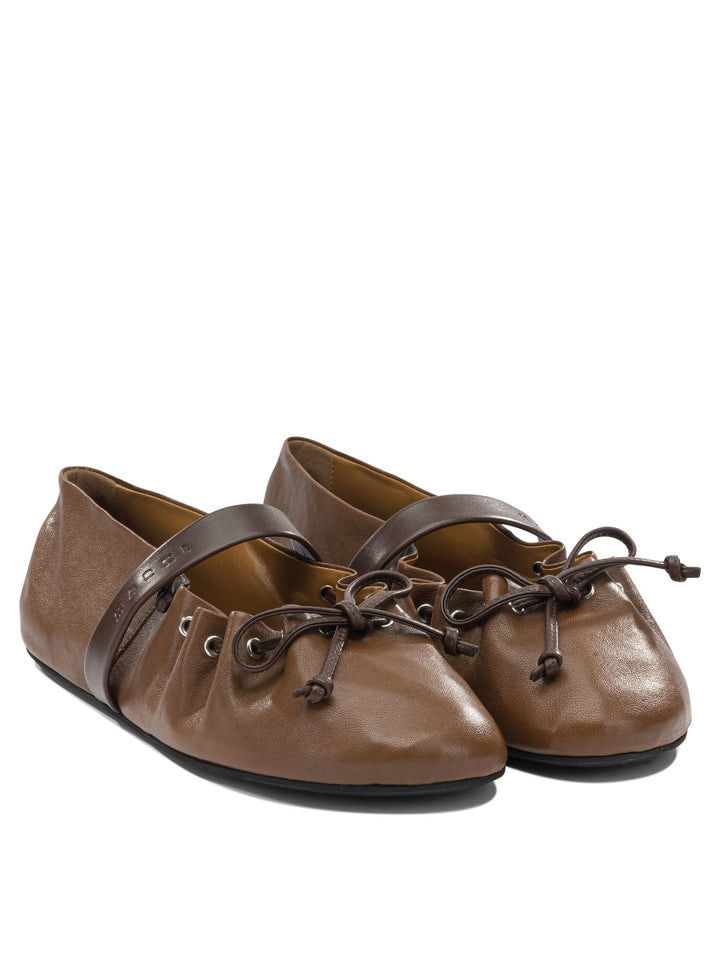 Marni Mary Jane Leather Ballet Flats Ballerinas - Marrone | 87f86b63882927477441dee29d7b51fcb0c9a185