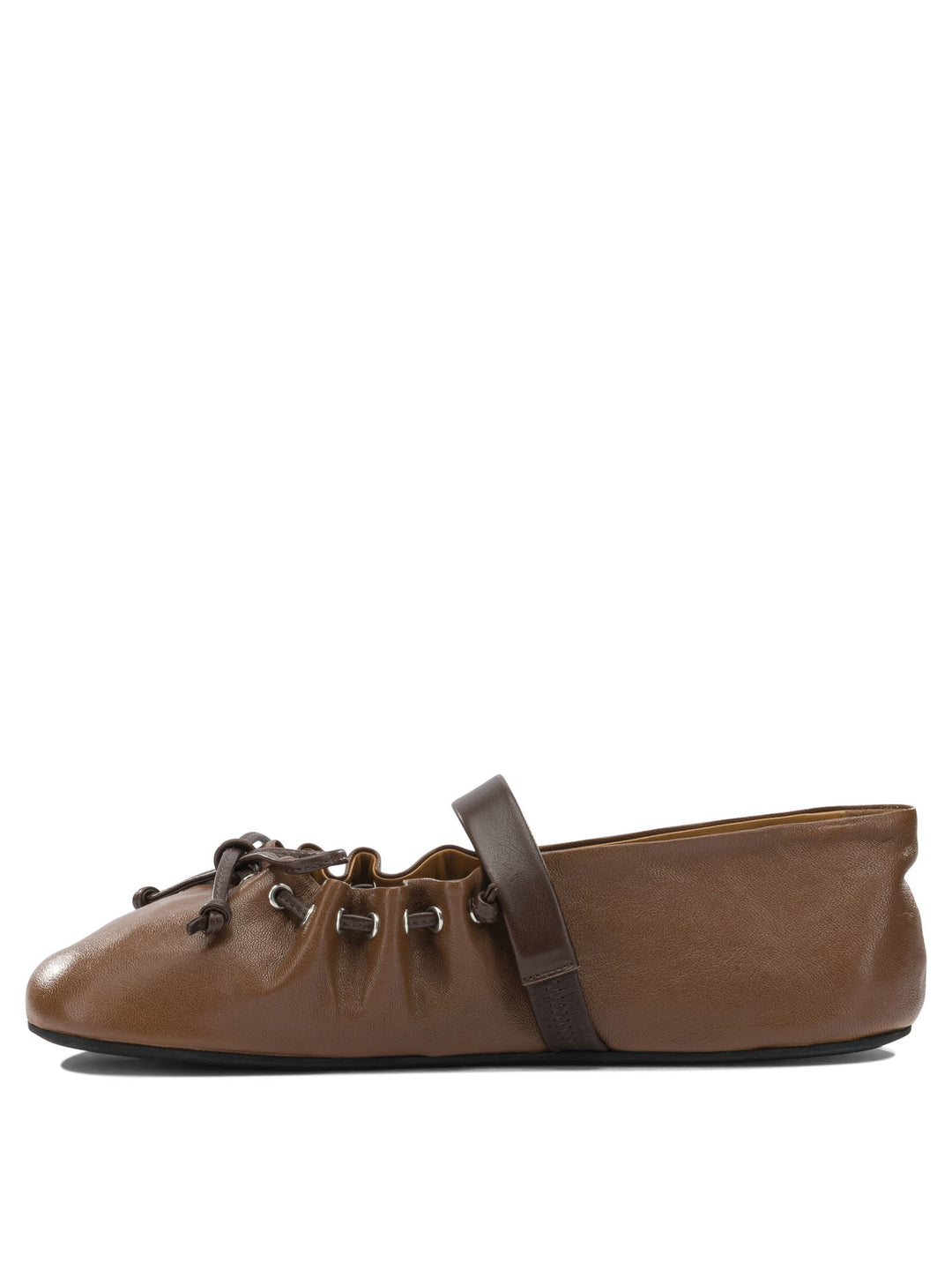 Marni Mary Jane Leather Ballet Flats Ballerinas - Marrone | 708c653d58c3aa32765332384d93fc5e9ff88e36