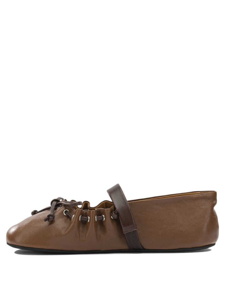 Marni Mary Jane Leather Ballet Flats Ballerinas - Marrone | 708c653d58c3aa32765332384d93fc5e9ff88e36