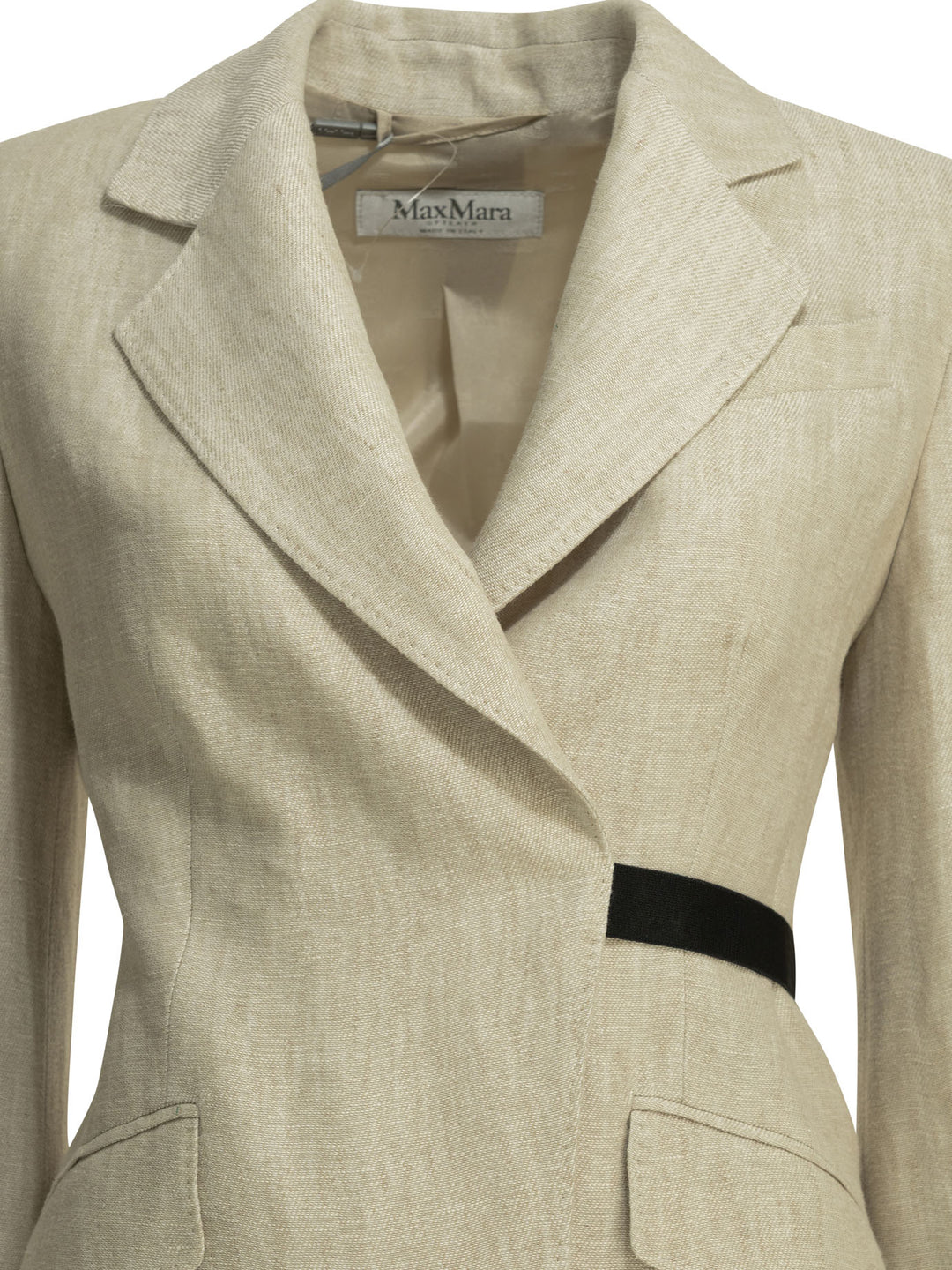 Max Mara Linen Double-Breasted Blazer Jackets and Coats - Beige | 07768d375bca2a1df17af46a859cdca57da020a1