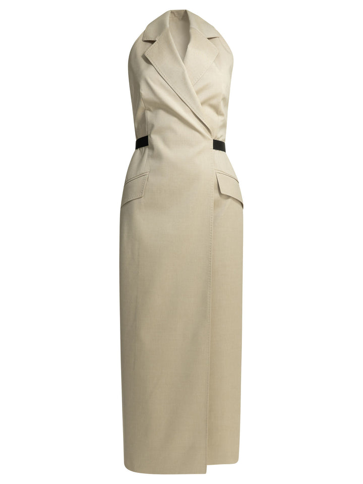 Max Mara Open Back Midi Dress Abiti - Beige | 3087bb04c123d134ed26677ac4e38198258e010d