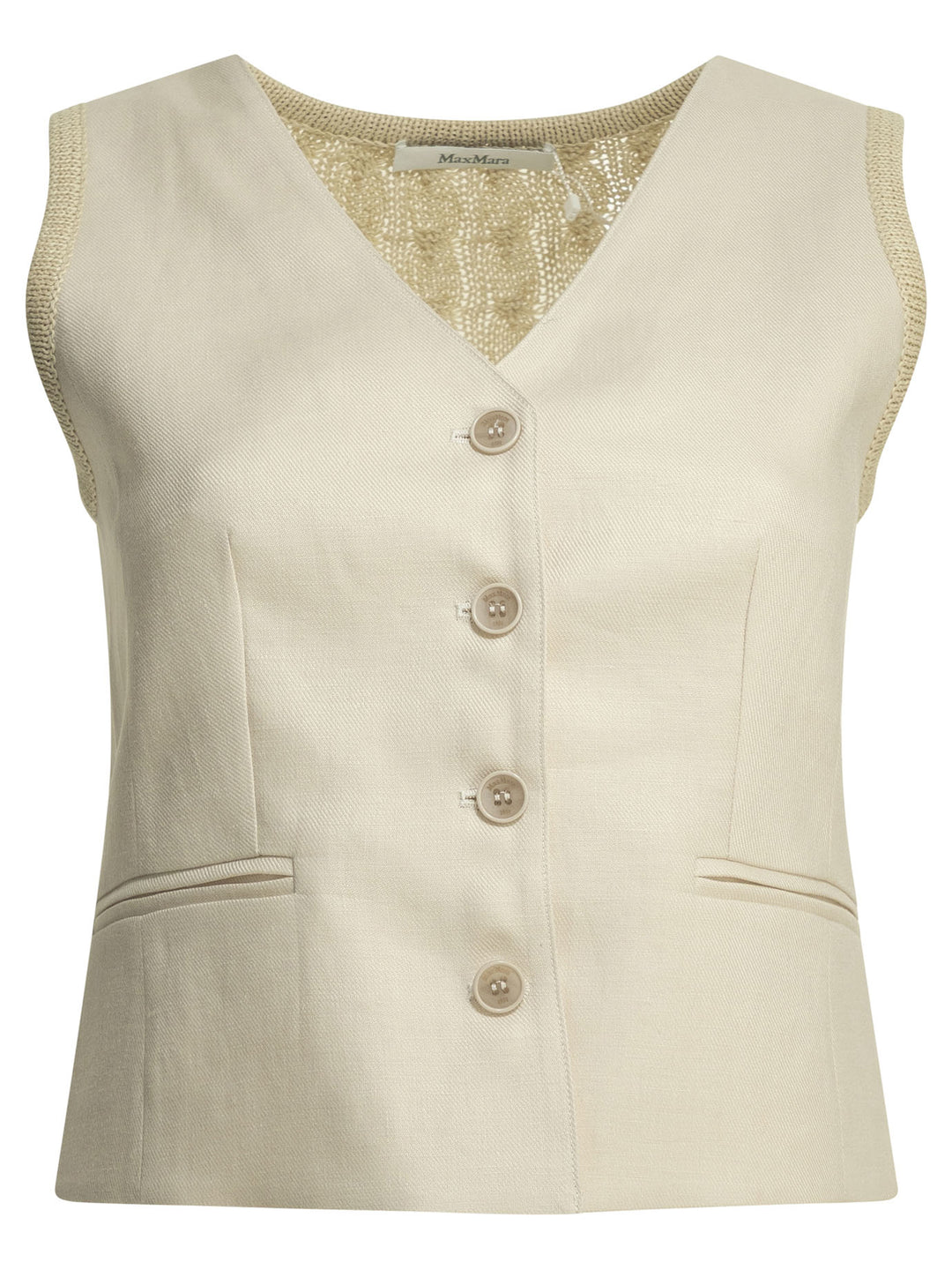 Max Mara Linen And Knitted Vest Knitwear - Beige | c58f5833ba34fd1c8f07d15d26ec9214bd4ebf97
