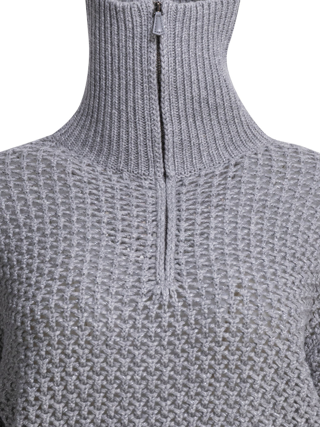 Max Mara Wool Blend Half-Zip Sweater Knitwear - Grey | a18db5945878431acf3ad7ef736d92d0a46abf0e