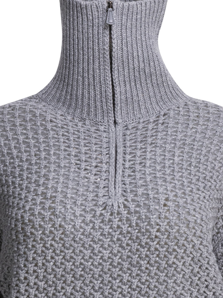 Max Mara Wool Blend Half-Zip Sweater Knitwear - Grey | a18db5945878431acf3ad7ef736d92d0a46abf0e