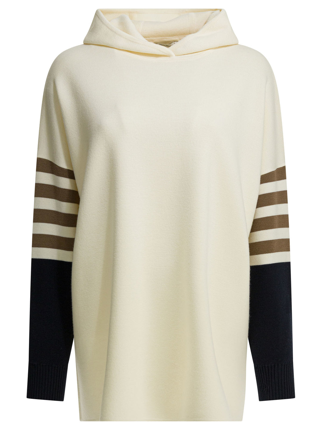 Max Mara Virgin Wool Hooded Sweater Knitwear - Bianco | 7780008b62f20abd50e76a60e6f8e03fb095106d