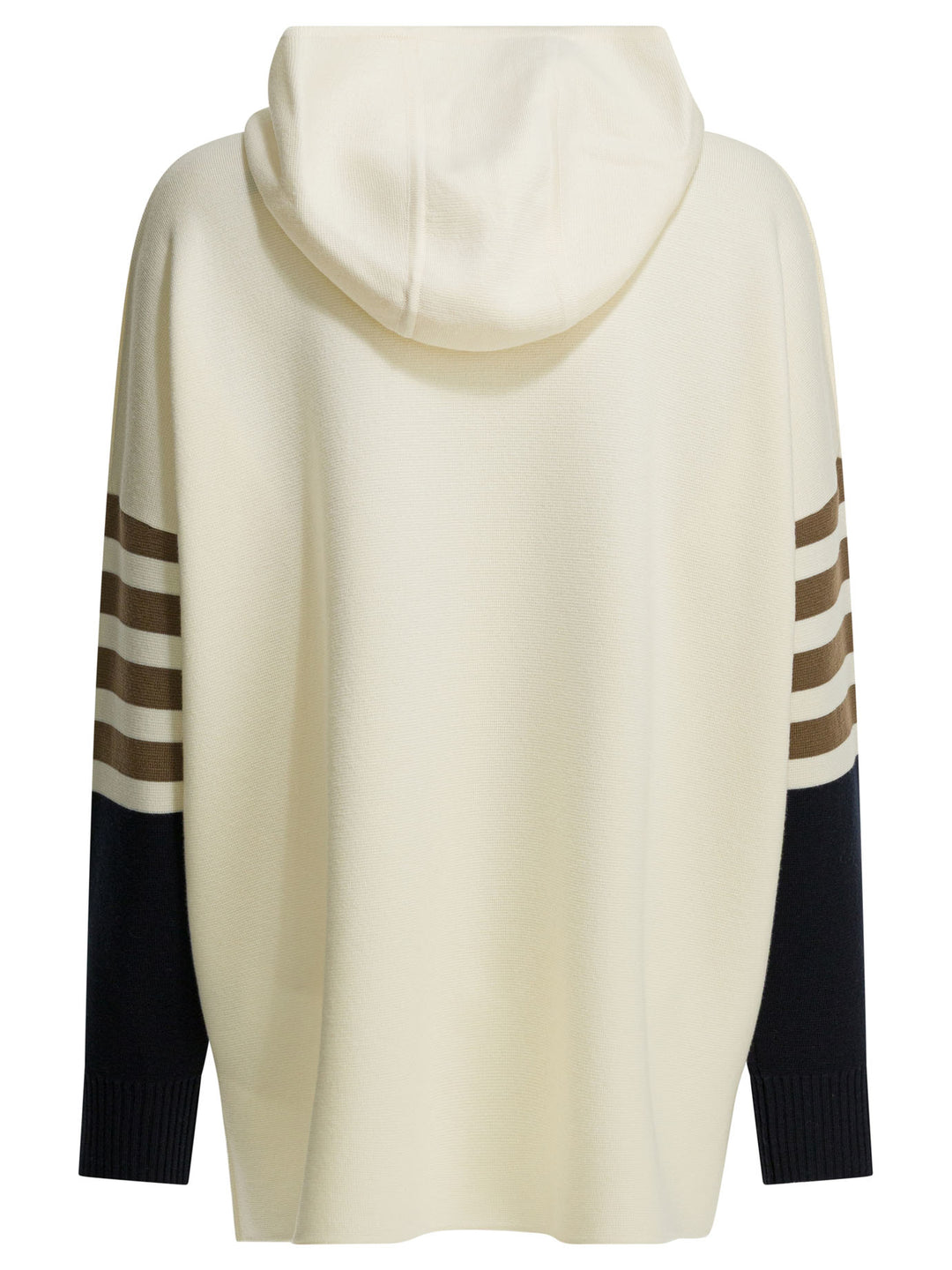 Max Mara Virgin Wool Hooded Sweater Knitwear - Bianco | 27d950ee8a714f2f7272d873a1324dc8b3af060f