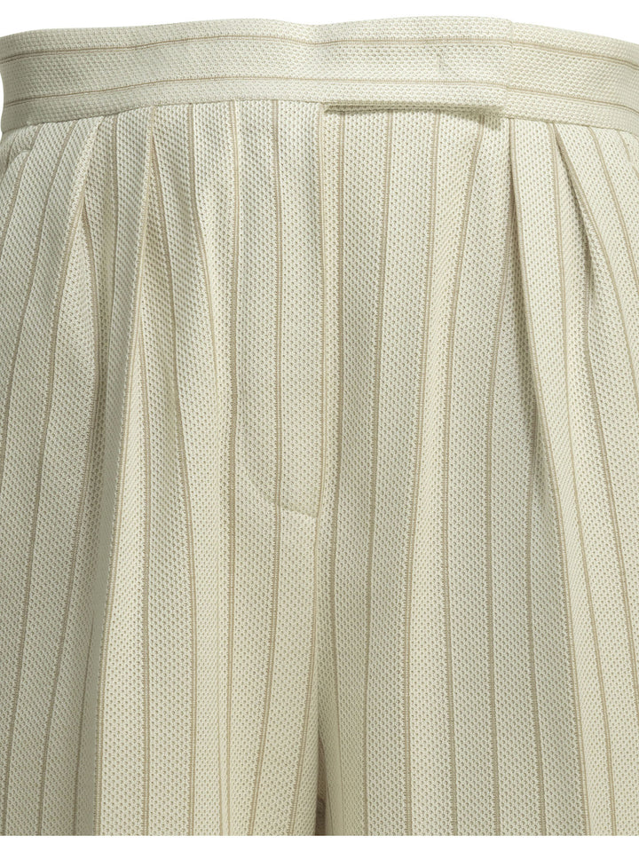 Max Mara Tailored Pinstripe Pants Trousers - Bianco | 55c948d89f632f9454fe3fe7ba0d6519c56a9e6e
