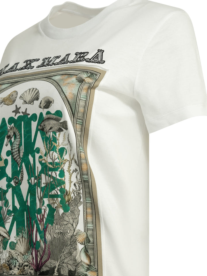 Max Mara Crew-Neck T-Shirt With Logo T-shirts - Bianco | 2c8c384e93c025eb83e5fa8d76d80ac30beaea9b