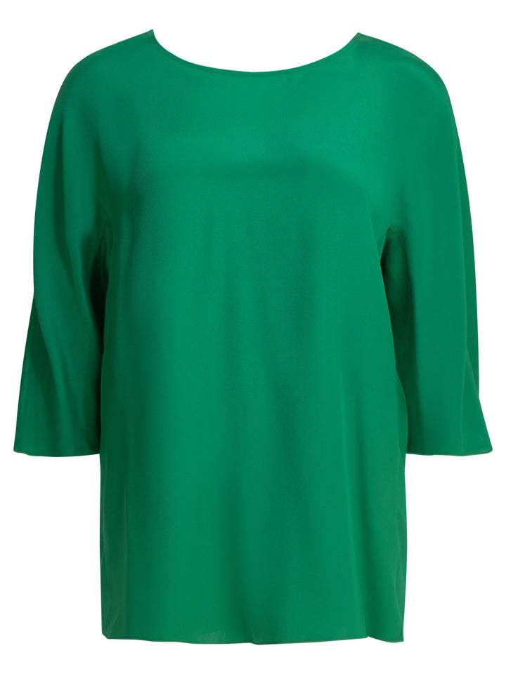 Max Mara Pianoforte Silk Blouse With Reverse Bow Shirts - Verde | 180114d7780290a33fb2fdb59b57c74e7c86eb59