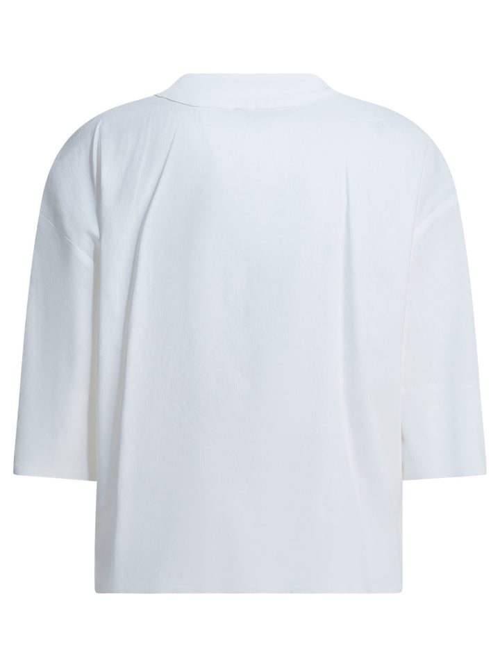 Max Mara Pure Linen Blend Blouse Shirts - Bianco | b005c427df9192c9d0177b6b324a17e9537c2da4