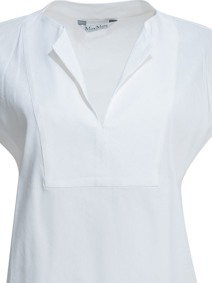 Max Mara Pure Linen Blend Blouse Shirts - Bianco | e7c70d094ab141e6e732c47abce998f8721309a7