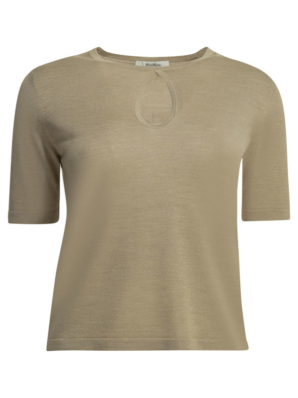 Silk Blend Round Neck Sweater Knitwear Beige