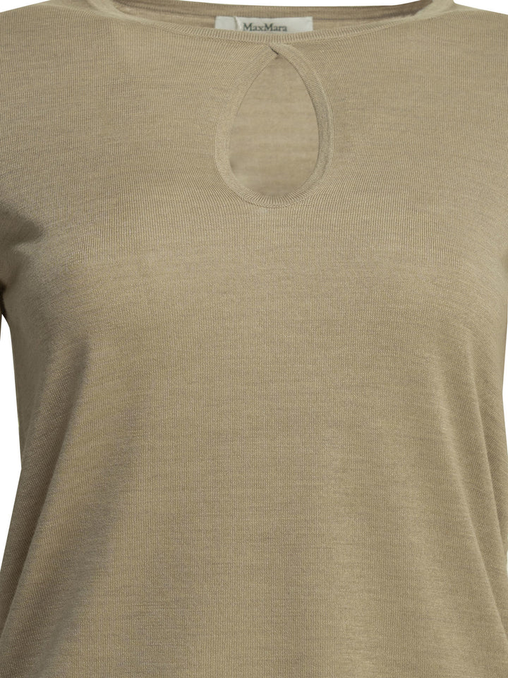 Max Mara Pure Silk Blend Round Neck Sweater Knitwear - Beige | 1be8ab7ac41dc649a069f5d71876c28d4b0f2fa5