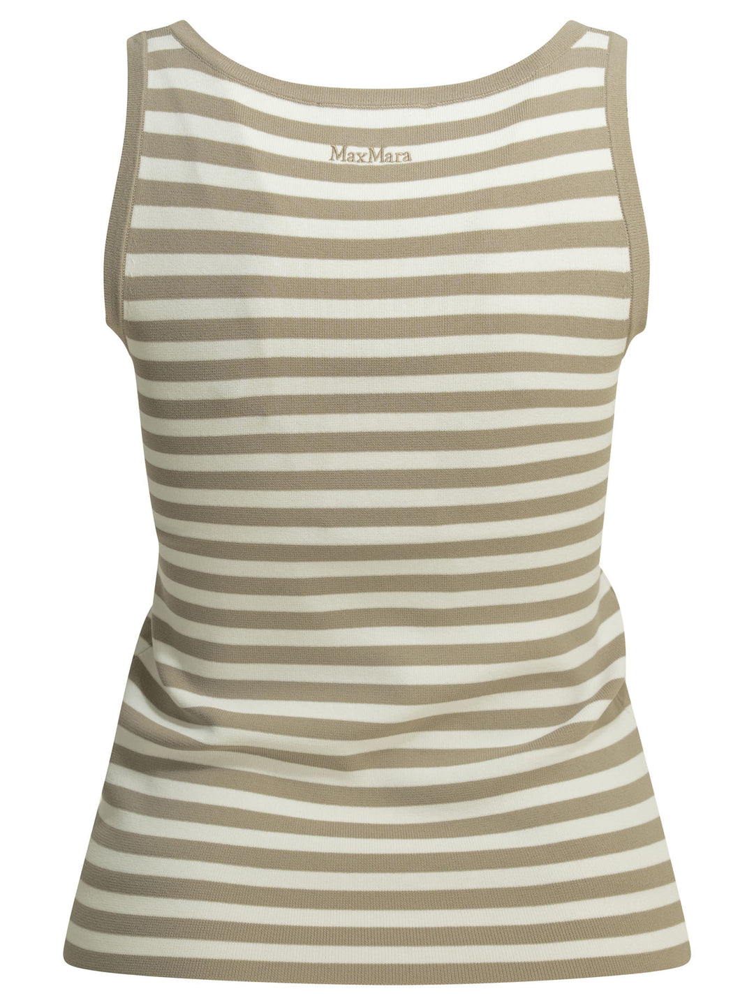 Max Mara Pure Striped Fitted Tank Top Top - Beige | 881a77b3299036ac9127cdb0667a164af776bc68