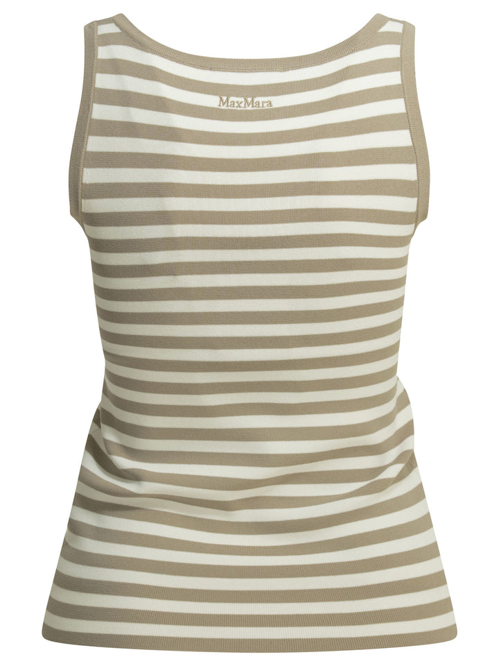 Max Mara Pure Striped Fitted Tank Top Top - Beige | 881a77b3299036ac9127cdb0667a164af776bc68