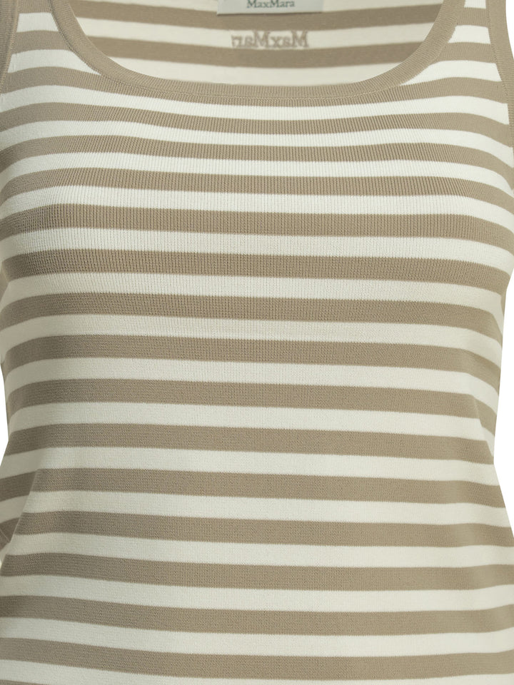 Max Mara Pure Striped Fitted Tank Top Top - Beige | f335963004782e21d59c181958174bdcdb80d3dc