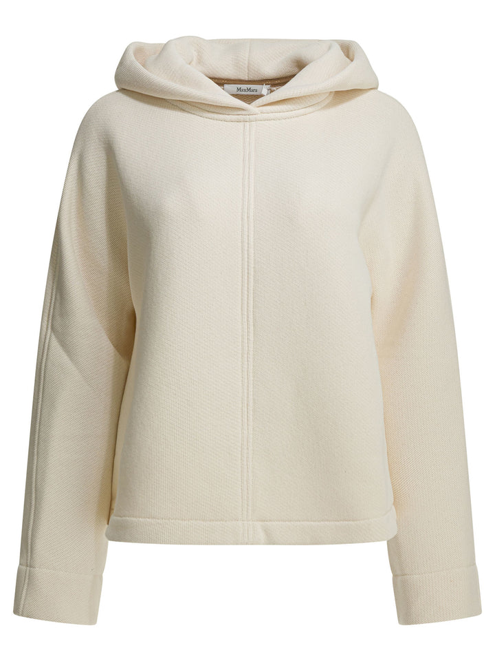 Max Mara Pure Hooded Sweatshirt With Tone-On-Tone Logo Sweatshirts - Bianco | c7027469660fb4e4a215467a6837a0cee50bdf9b