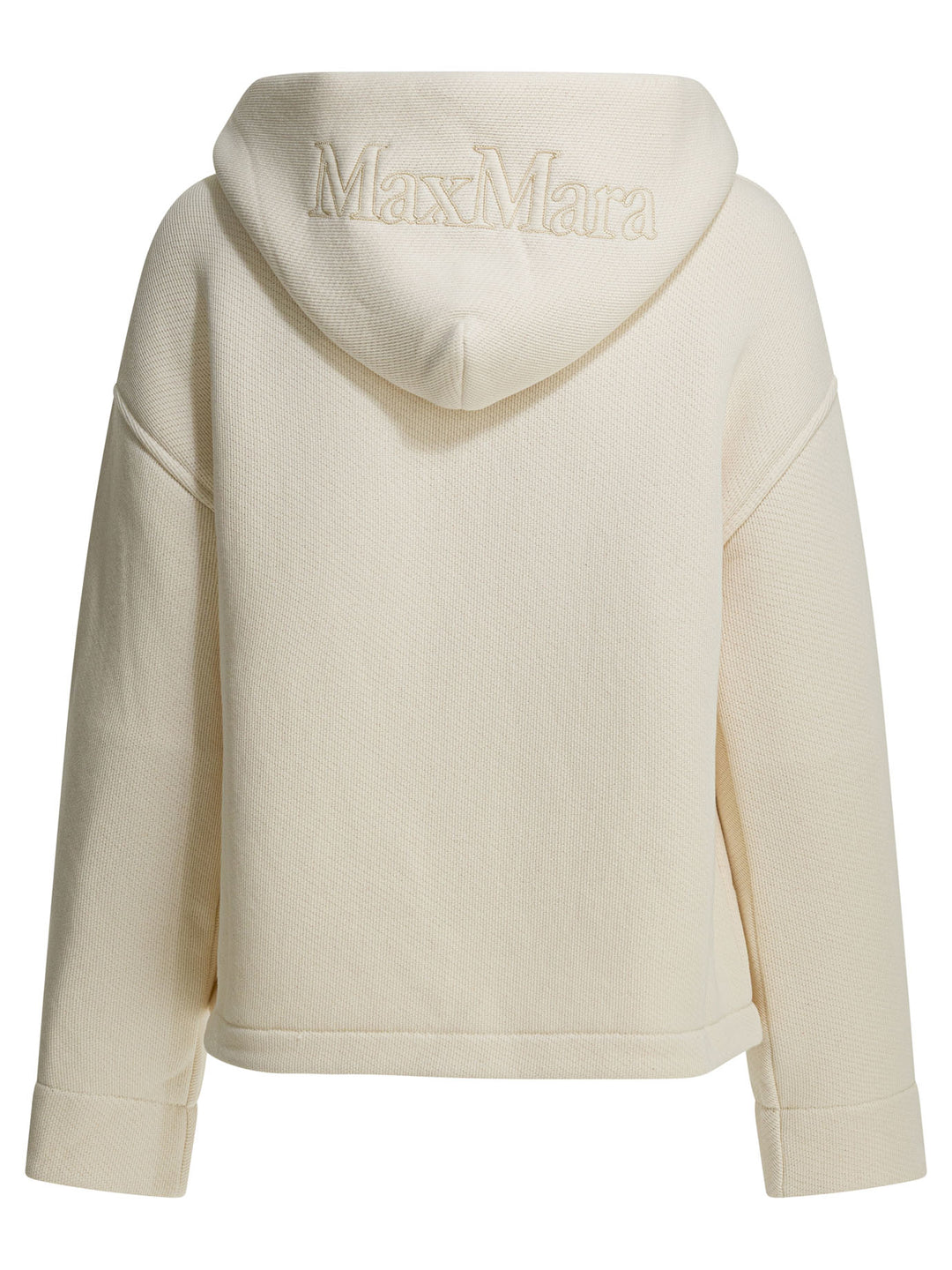 Max Mara Pure Hooded Sweatshirt With Tone-On-Tone Logo Sweatshirts - Bianco | dda4dee59c7edc87c294827f35badeffc0431d22