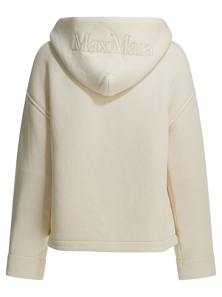 Max Mara Pure Hooded Sweatshirt With Tone-On-Tone Logo Sweatshirts - Bianco | dda4dee59c7edc87c294827f35badeffc0431d22