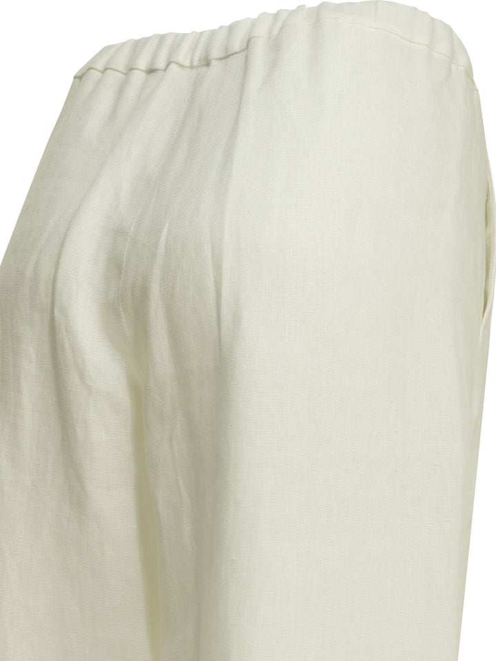 Max Mara S Casual Linen Pants Trousers - Bianco | a304195e1d3a17c7ed5d03e28f79ee1c1091616c