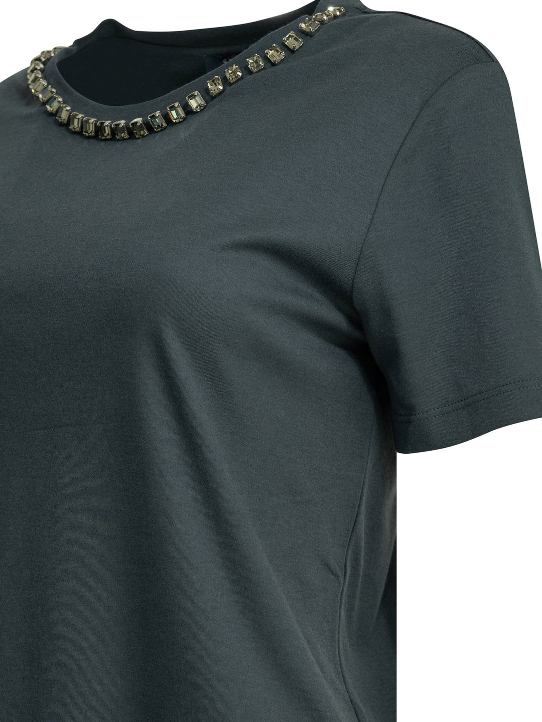 Max Mara S Crew-Neck T-Shirt With Jewel Embroidery T-shirts - Blu | e053ef9678eaa0bb8db4df4d0fe76ccc48cffb8a