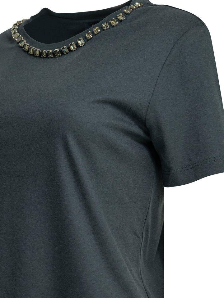 Max Mara S Crew-Neck T-Shirt With Jewel Embroidery T-shirts - Blu | e053ef9678eaa0bb8db4df4d0fe76ccc48cffb8a