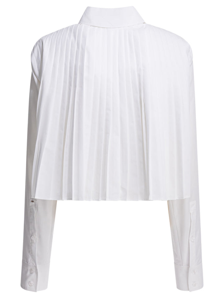 Max Mara Sportmax Cotton Shirt With Pleated Back Shirts - Bianco | 3088397c4f79b03b2304d2a2455d9aaf7bd7f5d2