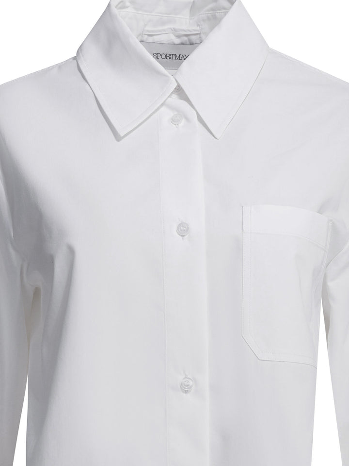Max Mara Sportmax Cotton Shirt With Pleated Back Shirts - Bianco | 88fad78e17db3e9754d0d96a81c3e75a571326e9