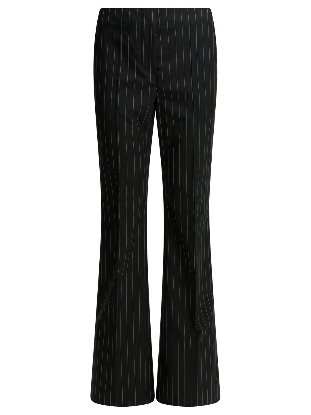 Max Mara Sportmax Pinstripe Pants In Virgin Wool Trousers - Nero | be1074b9d4caf0eb1eef6d640e0be92c4da38125