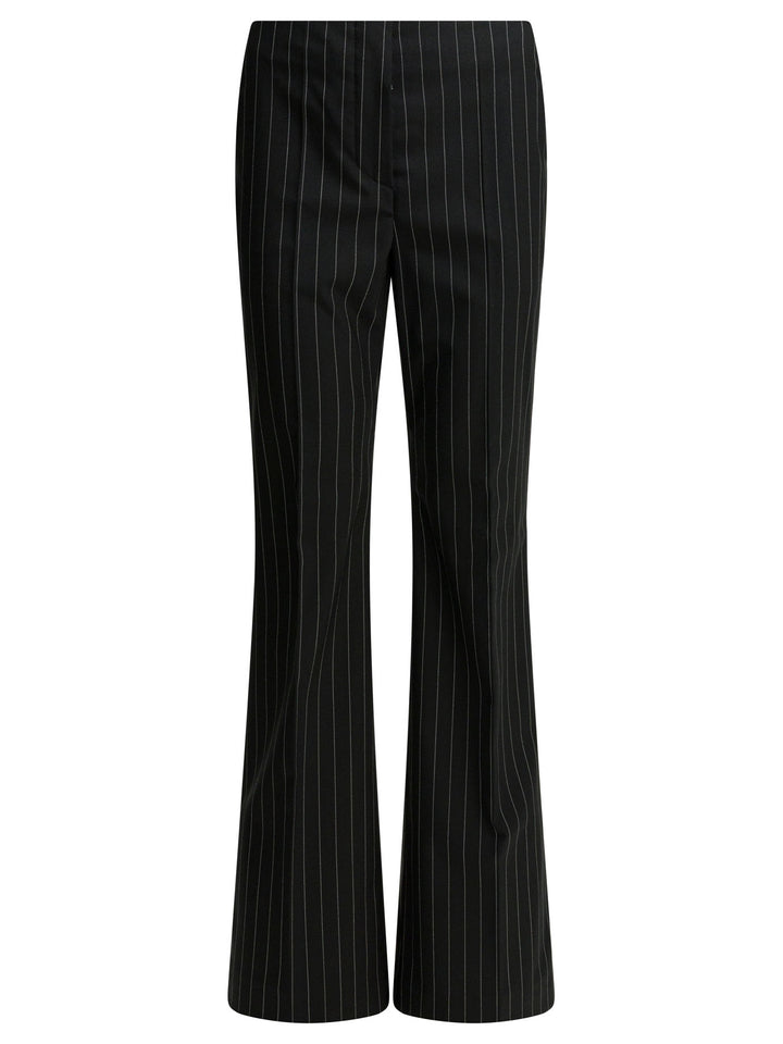 Max Mara Sportmax Pinstripe Pants In Virgin Wool Trousers - Nero | be1074b9d4caf0eb1eef6d640e0be92c4da38125