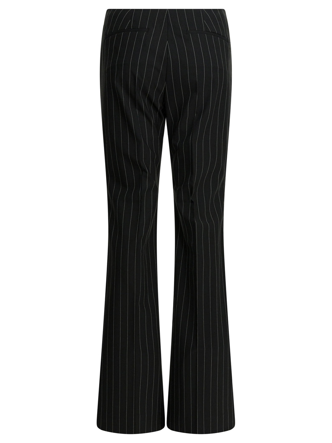 Max Mara Sportmax Pinstripe Pants In Virgin Wool Trousers - Nero | 3156975b9b88a1372e1e7f1ddab9373c3e729e48