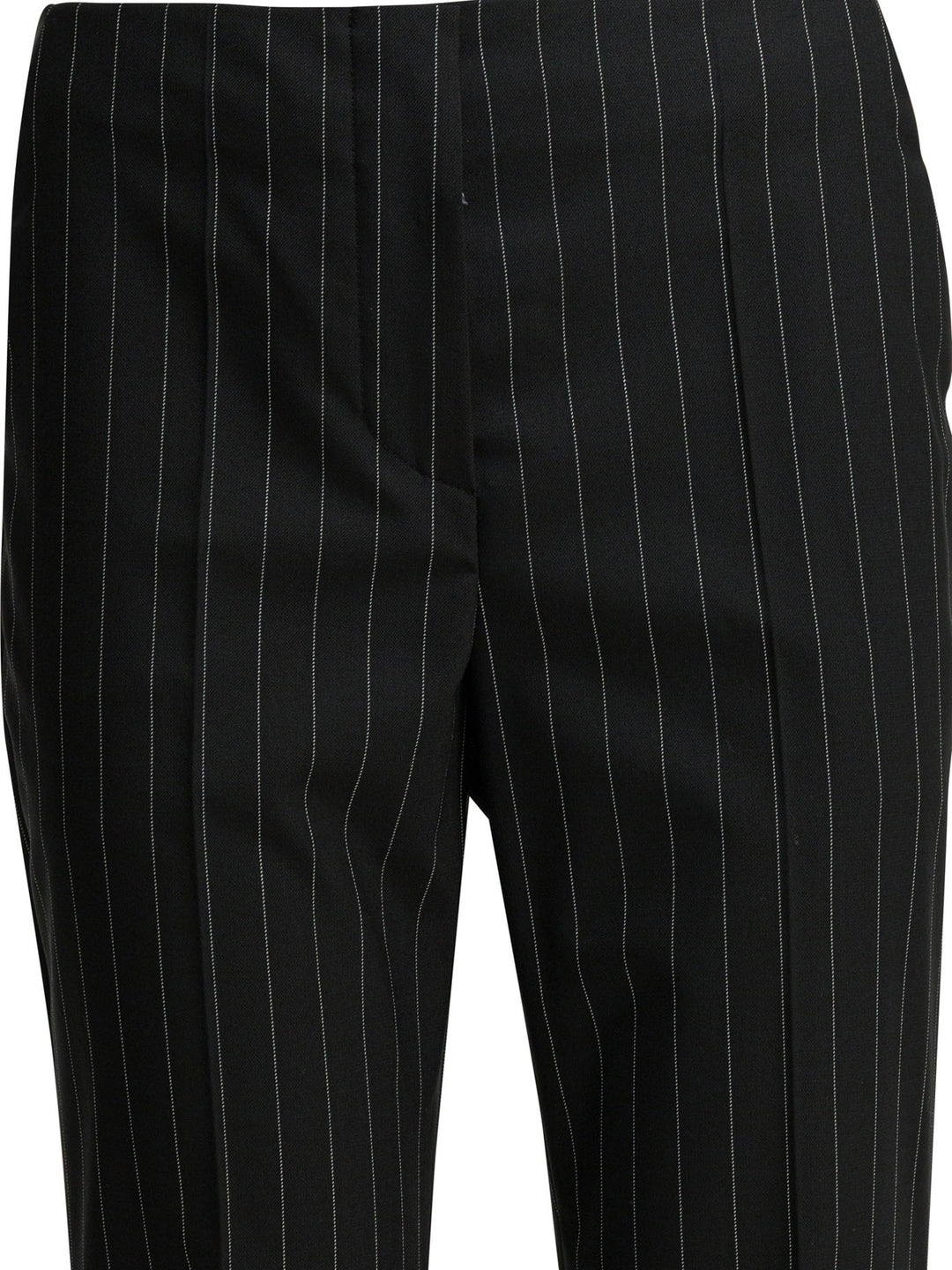 Max Mara Sportmax Pinstripe Pants In Virgin Wool Trousers - Nero | a1381a7aba7a0bdc2ffc1980459474645cbd4676
