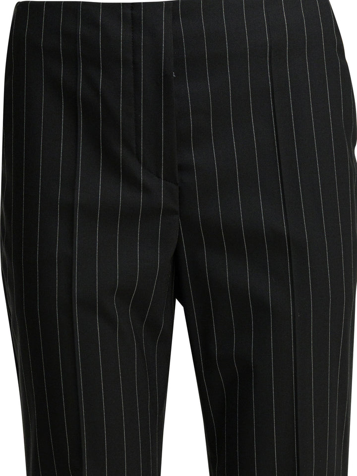 Max Mara Sportmax Pinstripe Pants In Virgin Wool Trousers - Nero | a1381a7aba7a0bdc2ffc1980459474645cbd4676