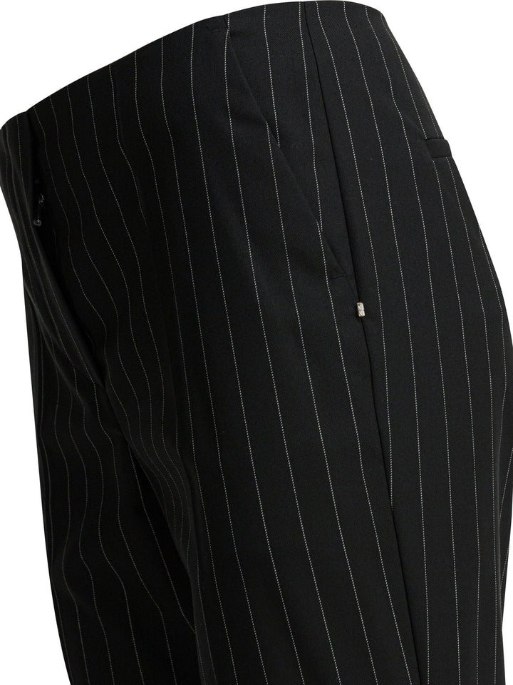Max Mara Sportmax Pinstripe Pants In Virgin Wool Trousers - Nero | 215245d4c4f973d89d21e45ae9c46fb00cbf2224